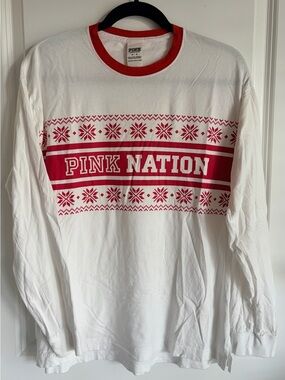 VS PINK Long-Sleeve Red & White Top